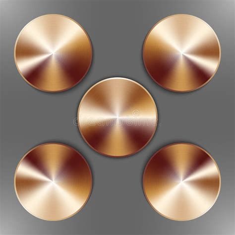 Set Of Round Bronze Disks Stock Vector Illustration Of Brushed 89075516