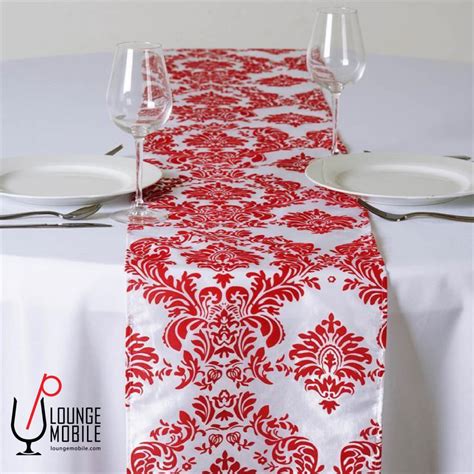 Chemin De Table Taffeta Damass Rouge Et Blanc Chemins De Table Les