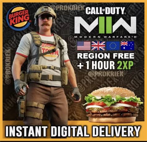 BURGER KING COD Modern Warfare 2 Burger Town Operator Skin 1HR 2XP