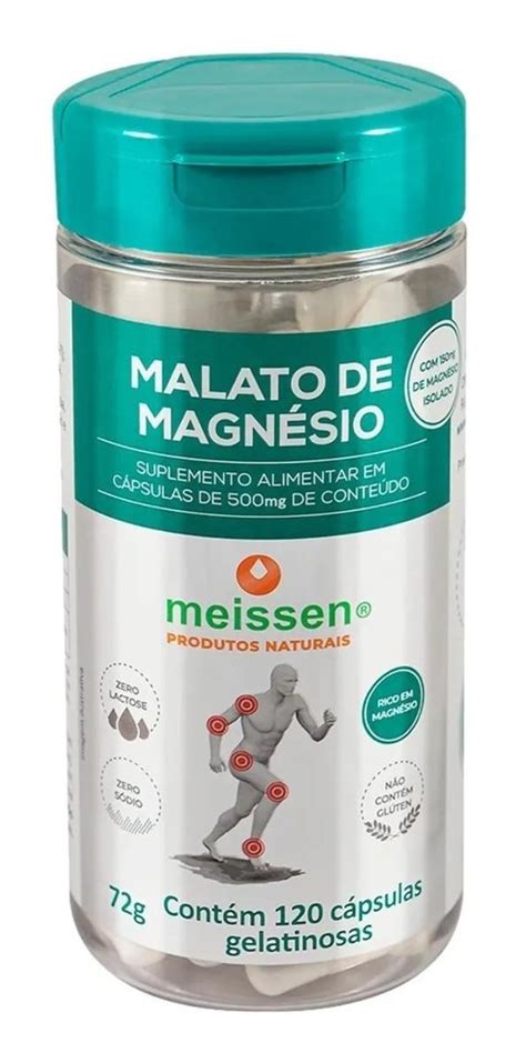 Suplemento em cápsulas Meissen Magnésio Dimalato magnesio em pote de