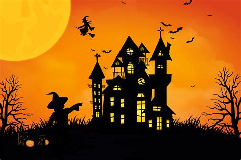 Halloween Scenes With The Silhouette Art Graphic By Khan Traders