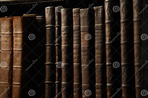 Close Up Of Some Old Books On The Shelves Inside The Old Library In Trinity College Dublin