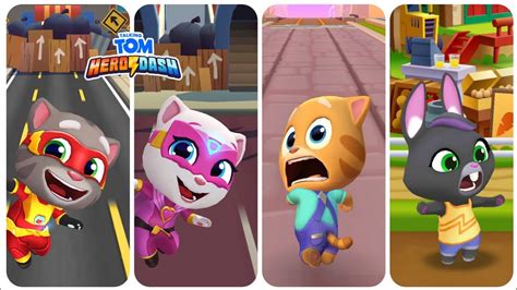 Talking Tom Hero Dash Vs Time Rush Vs Gold Run Tom Angela Ginger