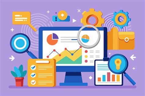 A Digital Illustration Depicts A Desktop Computer Displaying Data Charts And Graphs With