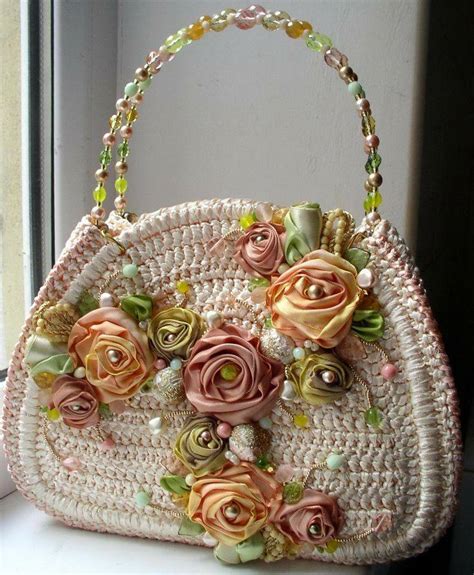 Bolsos De Crochet Con Rosas De Raso Y Gasa Otakulandia Es