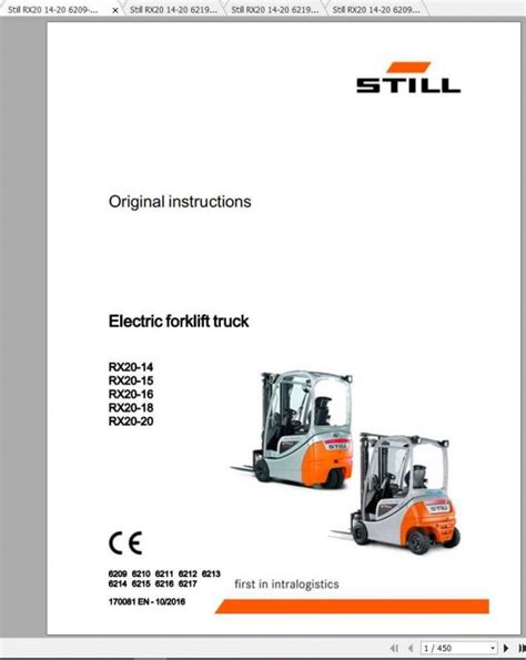 Still Electric Forklift Truck Rx Original Instructions