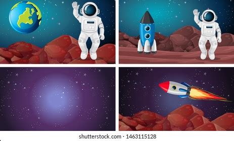 Vector Cartoon Mars Colonization Concept Red Stock Vector (Royalty Free ...