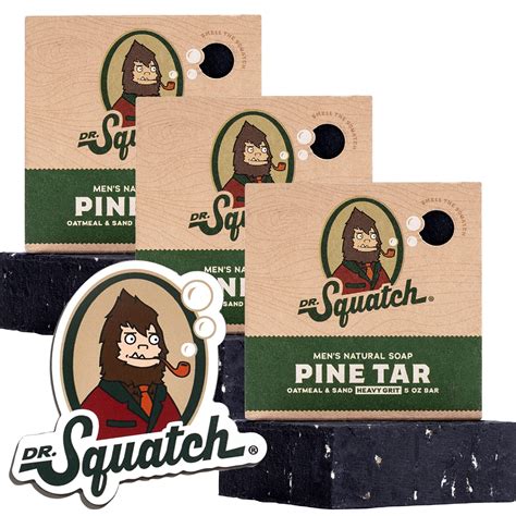 Dr Squatch Mens Natural Bar Soap 3 Pack Pine Tar With Heavy Grit