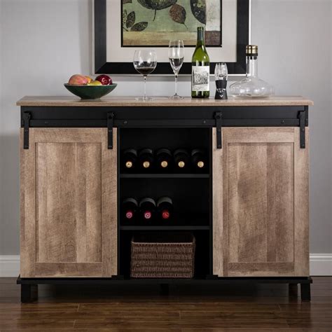 Glitzhome In L Modern Industrial Black Wine Cabinet With With