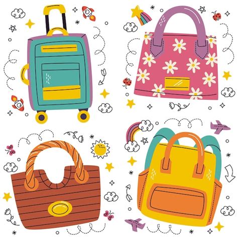 Colecci N De Pegatinas De Bolsos Y Maletas Doodle Vector Gratis