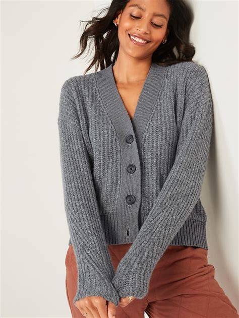 Old Navy Cozy Shaker Stitch Button Front Cardigan Sweater For Women