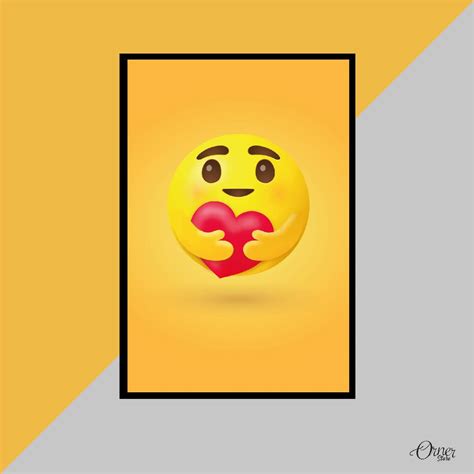 Care Emoji Hugging A Red Heart | Emoji Wall Art - Orner Store