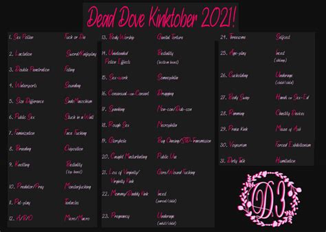 Kinktober Prompt List On Tumblr