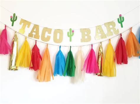 Taco Bar Banner Taco Bout A Party Fiesta Taco Party Taco Tuesday Fiesta Decorations Custom