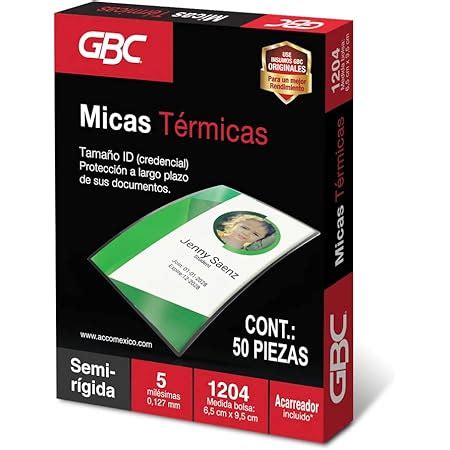 GBC Mica térmica 6 5 x 9 5cm 5mil semi rígida 50PZ Amazon mx