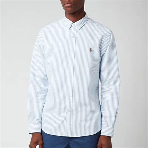 Polo Ralph Lauren Mens Slim Fit Stripe Oxford Shirt Basic Blue White