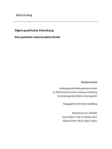 Ausf Llbar Online Opus Ph Heidelberg Stigma Psychischer Erkrankung Eine