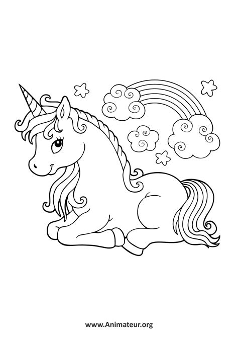 Coloriage Licornes A Ailes A Imprimer Coloriage Licorne Avec Arc En