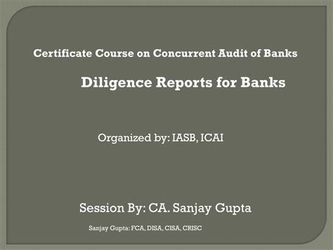 Ppt Certificate Course On Concurrent Audit Of Banks Diligence Reports