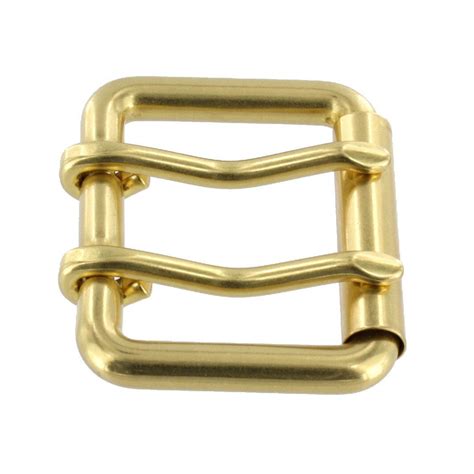 B7348 Natural Brass Double Prong Roller Buckle Solid Brass Ll