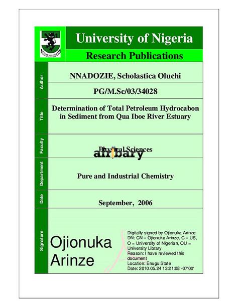 Determination Of Total Petroleum Hydrocabon In Sediment From Qua Iboe