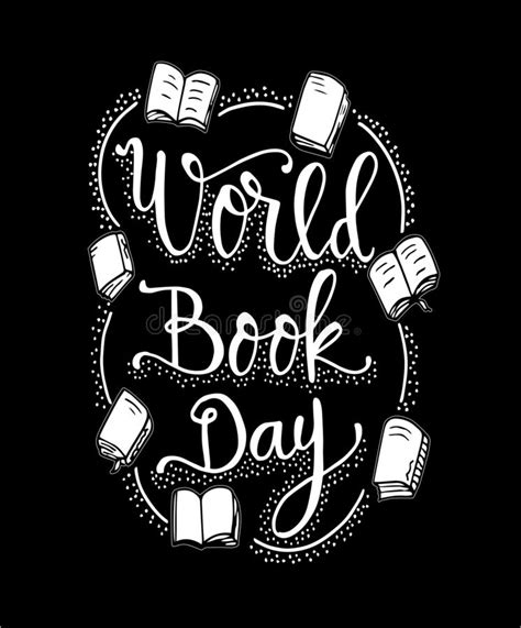 World Book Day Books With Hand Drawn Lettering Vector Stock