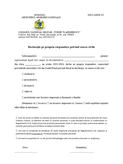 Declaratie Stare Civila Pdf