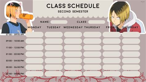 All The Blue Pens Haikyuu Theme Class Schedule Template Desktop