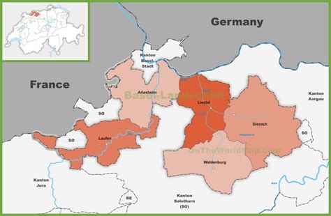 Canton of Basel-Landschaft district map