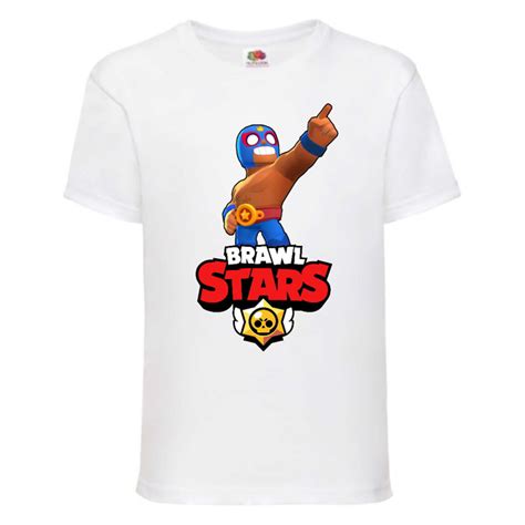 Футболка детская Бравл Старс Эль Примо (Brawl Stars El Primo) белая (BS ...