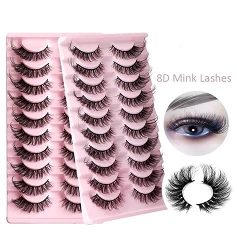 10 Pairs Bold Faux Mink False Eyelashes Set 8d Volume Natural Curly