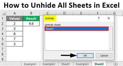 Excel Unhide Worksheets