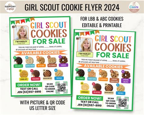 Editable Girl Scout Cookie Sales Flyer 2024 With Qr Code For Abc And