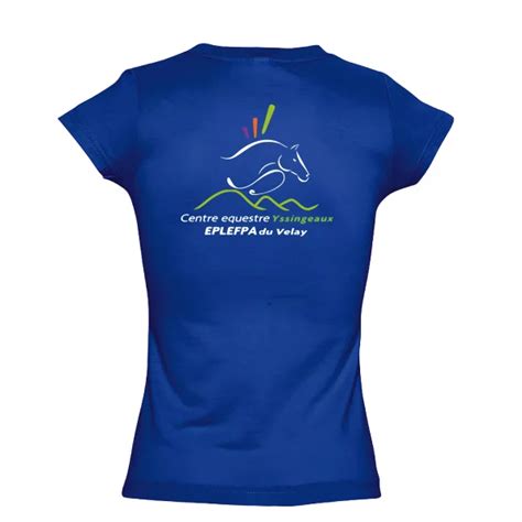 Tshirt Femme Bleu Roi Centre Equestre DYssingeaux Mascotte Clothing