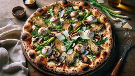 Recette Pizza rustique de printemps à la truffe artichauts et roquette