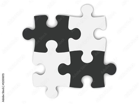 puzzle teile schwarz weiß frontal Stock Illustration Adobe Stock