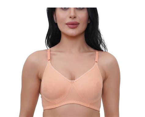 Lycra Cotton Non Padded Peach Super Poly Moulded Sports Bra Size 32b