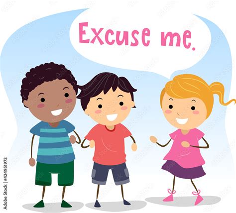 Stickman Kids Social Skills Say Excuse Me เวกเตอรสตอก Adobe Stock