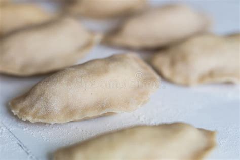 Tasty Dumplings with Potato Filling. Making Dumplings in the Kit Stock ...