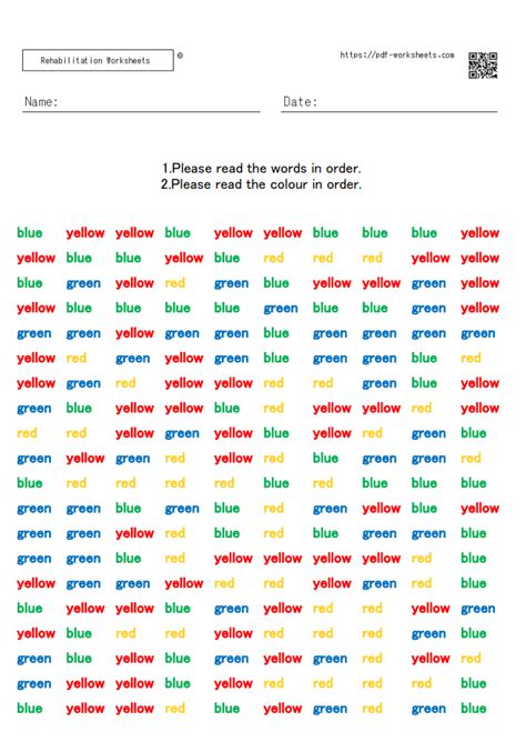 Printable Stroop Test Free Printable Templates