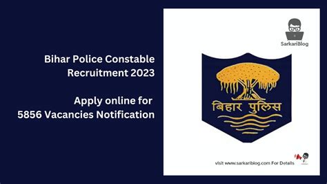 Bihar Police Constable Recruitment 2023 Apply 5856 Vacancies