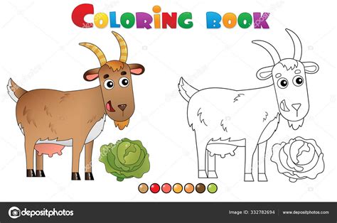 Página para colorear Esquema de dibujos animados niñera cabra Animales