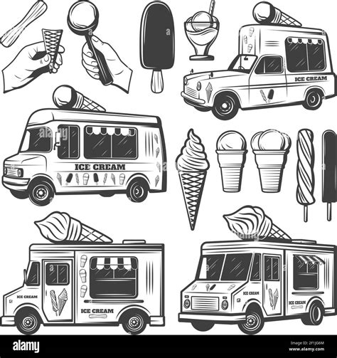 Vintage Ice Cream Truck Vector