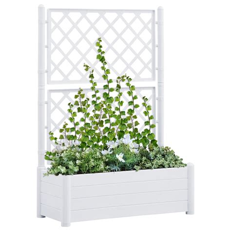 Jardinière avec treillis 100x43x142 cm PP Blanc Leroy Merlin