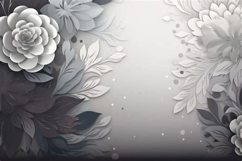 Premium AI Image | A gray and white floral background with a black bird ...