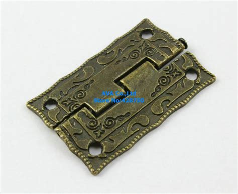 10 Pieces Antique Brass Jewelry Box Hinge 36x23mm With Screws In Cabinet Hinges From Home