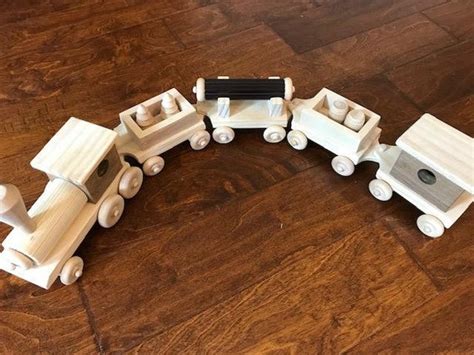 Free Shipping Handmade Wooden Toy Train Engine With 3 Cars Etsy