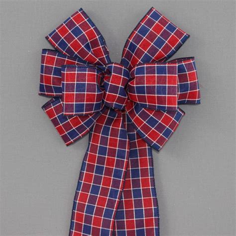 Patriotic Plaid Wreath Bow 4th Of July Bow Decorations Package