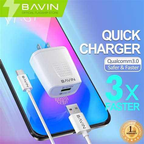 Bavin Pc Qualcomm Fast Charging Charger Usb Port W Cable For