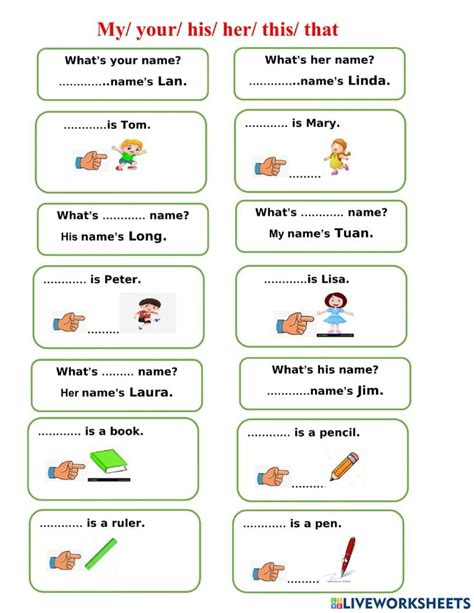 My Your Her His This That Worksheet Worksheets Learn English